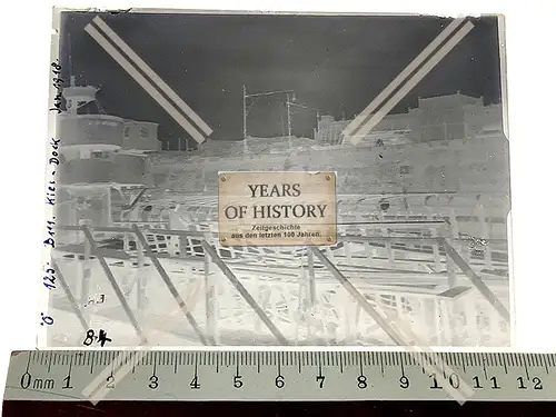 Orig. Glas Dia Kriegsschiff Torpedoboot Hafen Werft Dock Kiel Holstein 1918 1. 