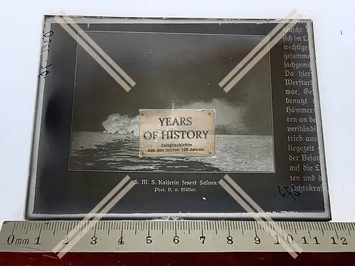 Orig. Glas Dia Kriegsschiff SMS Kaiserin Schlachtschiff feuert Salven Saaremaa 