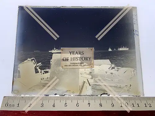 Orig. Glas Dia Angriff auf Saaremaa Ösel Estland 1916-17 Kriegsschiffe Kaiserl