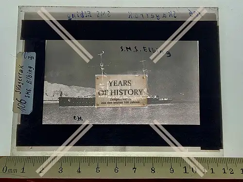 Orig. Glas Dia Kriegsschiff SMS Elbing Kleiner Kreuzer Skagerrak 1916 1. Weltkr