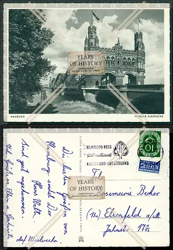 Orig. AK Hamburg Norderelbbrücke Schrägseilbrücke Norderelbe Hamburg-Wilhelm