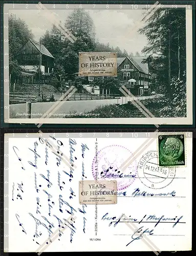 Orig. AK Krippen Bad Schandau Forstmühle im Krippengrund Elbgebirge 1941 gelau