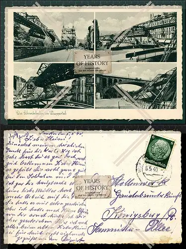 Orig. AK Wuppertal Schwebebahn 1940 gelaufen mehrfach Ansicht