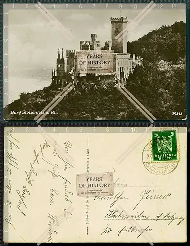 Orig. Foto AK Burg Stolzenfels Schloss im Mittelrheintal in Koblenz 1925 gelauf