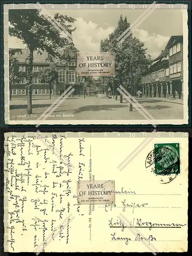 Orig. Foto AK Arnstadt in Thüringen Rathaus Platz Straßenansicht mit Galerie 