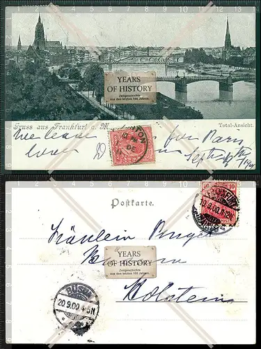 Orig. AK Frankfurt am Main 1900 gelaufen Panorama mit Brücken der Stadt