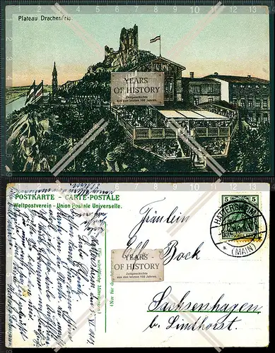 Orig. AK Drachenfels Bergstation Drachenfelsplateau 1913 gel. Zugang zum Drache