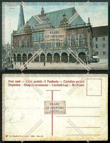 Orig. AK Bremen Rathaus Straßenansicht 1903