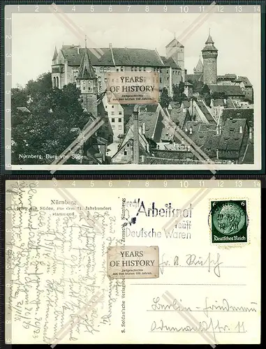 Orig. Foto AK Nürnberg Burg vom Süden 1936 gelaufen