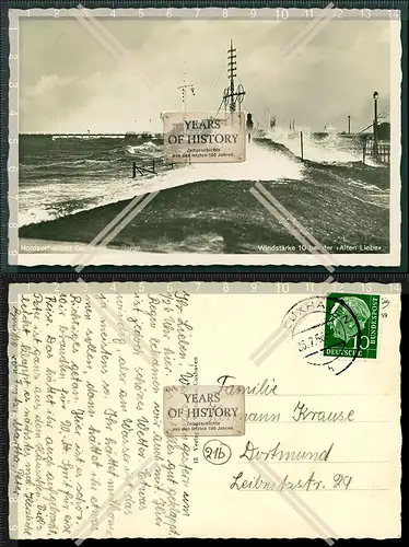 Orig. Foto AK Nordsee Cuxhaven Alte Liebe Windstärke 10 