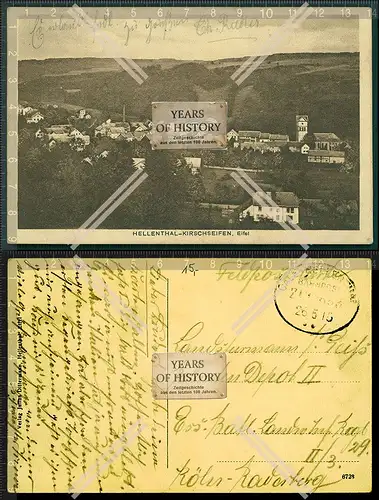 Orig. AK Hellenthal Kirschseiffen Dorf Ansicht 1915 Feldpost mit Bahn gelaufen