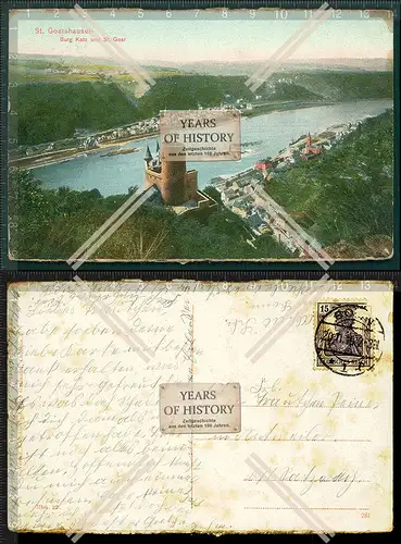 Orig. AK Sankt Goarshausen Burg Katz und Sankt Goar  1910 gelaufen