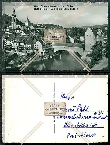 Orig. Foto AK Baden Schweiz Aargau Limmattal Spruchkarte siehe Text 