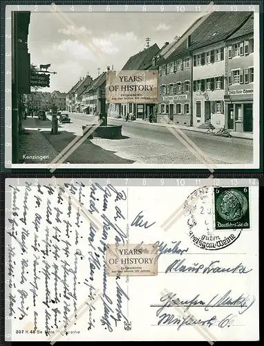 Orig. Foto AK Kenzingen Kreis Emmendingen Dorfstraße Gasthof Metzger 1937 gela