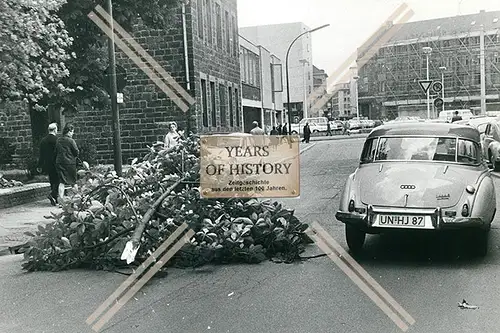 Foto Dortmund Innenstadt 1968 umgestürzte Bäume nach Unwetter