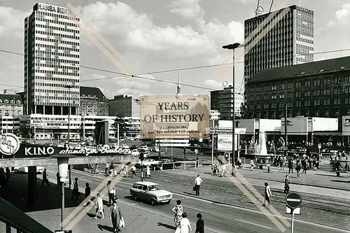 Foto Dortmund 1968 Bahnhof Vorplatz mit viel Geschäfte Straßenansichten und v