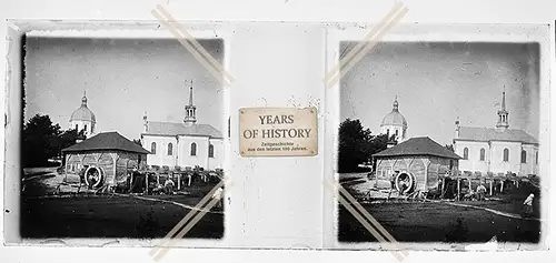 Orig Stereo Glasdia 1.WK Weltkrieg 1914-18 Kirche Kathedrale Dorf Polen Russland