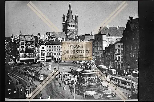 Foto Köln 1944-46 Heumarkt Reiterdenkmal Straßenbahn Geschäfte