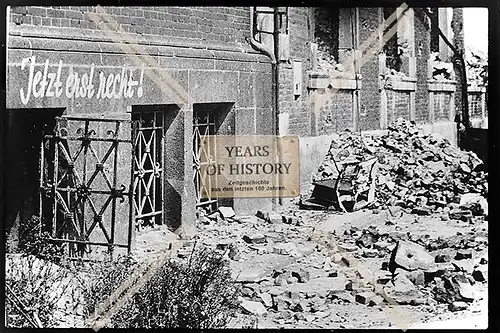 Foto Köln 1944-46 zerstört Haus Gebäude Schriftzug Jetzt erst Recht