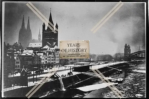 Foto Köln 1944-46 Hafen Köln-Düsseldorf Rhein Dom Promenade 