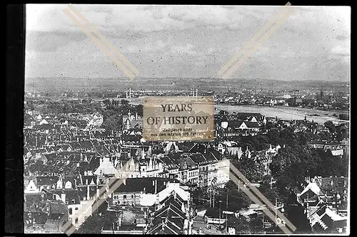 Foto Köln 1944-46 Luftbild auf Stadt Häuser Gebäude Rhein Brücke