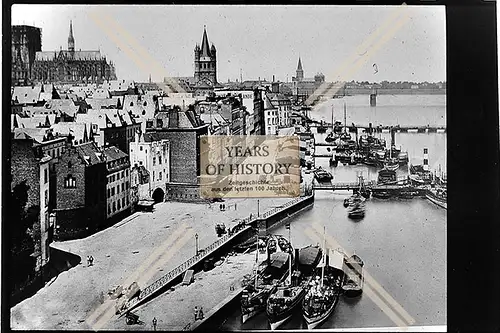 Foto Köln 1944-46 Ansicht Stadt Rhein Brücke Schiffe Hafen Dom