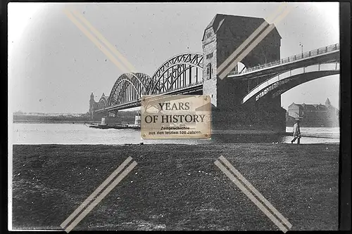 Foto Köln 1944-46 Rhein Brücke Schiff Ufer