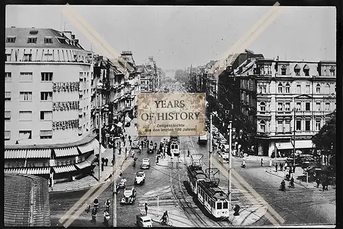 Foto Köln 1944-46 Straße belebt Geschäfte Straßenbahn Auto