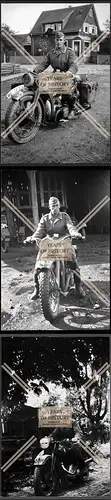 Foto 3x Luftwaffe Soldat mit Motorrad Krad