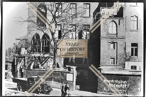 Foto Köln 1944-46 Haus Gebäude Mauer mit Schriftzug Marchallplan bedeutet