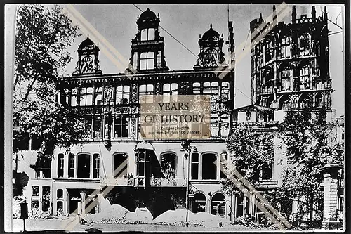 Foto Köln 1944-46 zerstört Trümmer Gebäude Fassade des Rathauses und Rathausturm