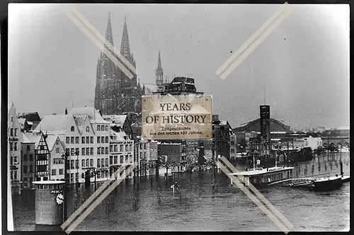 Foto Köln 1944-46 Hochwasser Stadt Dom Brücke
