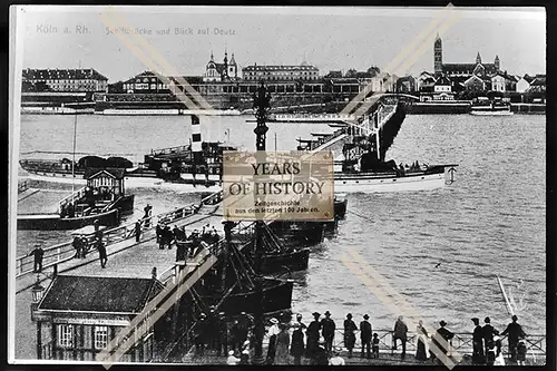 Foto Köln 1944-46 Schiff Brücke Blick auf Deutz