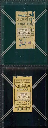 Orig. Alte Bahnkarte Fahrkarte Genua 1926 oder Eintrittskarte Premiata Fabbrica