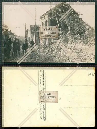 Orig. Foto AK Belgien Flandern zerstörtes Dorf 1917 1.WK