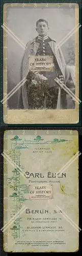 Orig. Foto CDV Soldat in Uniform und Mantel Fotograf Carl Euen Berlin 