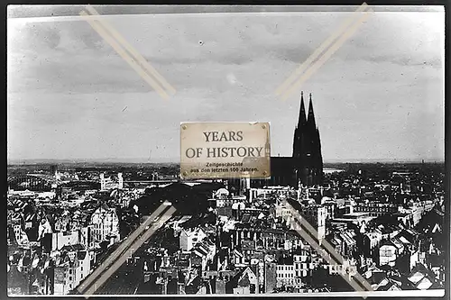 Foto Köln 1944-46 Luftaufnahme Dom Bahnhof Brücke Rhein