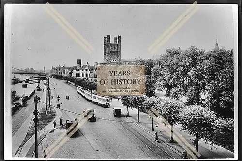 Foto Köln 1944-46 Rhein Ufer Promenade Straße Straßenbahn von oben