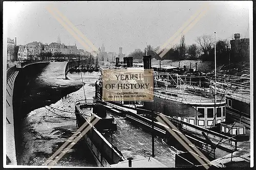 Foto Köln 1944-46 Rhein Schiff Hafen Dom im Hintergrund