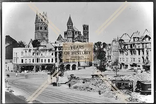 Foto Köln 1944-46 Union und Rheinversicherung zerstört Trümmer Straßenbahn