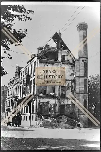 Foto Köln 1944-46 zerstört Haus Turm Grundmauern stehen Schienen