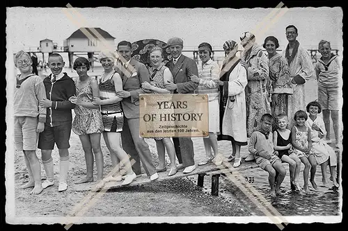 Foto Ostseebad Dahme 1928 am Strand Sommerfrische Urlaub Gruppenaufnahme