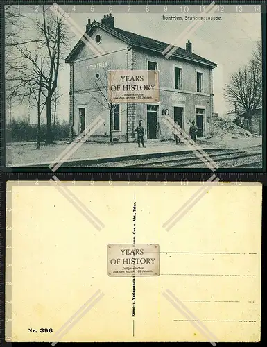 Orig. AK Dontrien Frankreich Marne Grand Est Stationsgebäude Bahnhof