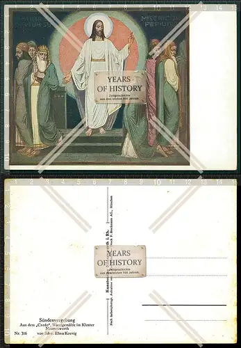 Orig. AK Sündenvergebung Credo Wandgemälde im Kloster Nonnenwerth Elma König