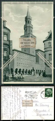 Orig. AK Opole Oppeln Schlesien Rathaus 1939 gelaufen Sonderstempel benutzt die