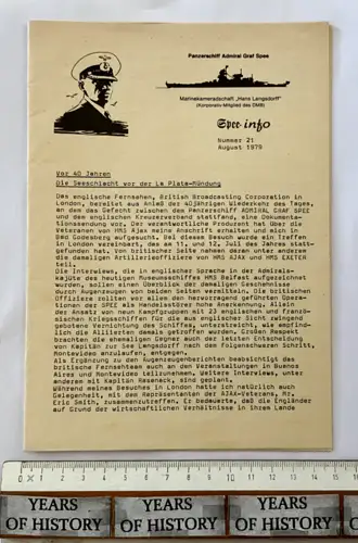 Heft Spee info Nr. 21 August 1979 Panzerschiff Admiral Graf Spee Hans Langsdorff