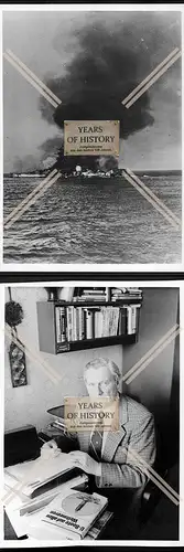 Foto Panzerschiff Admiral Graf Spee brennend vor Montevideo und Kurt Diggins