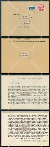 Brief an A. u. Kurt Diggins Kdt. U 458 von Lehrer Wendelken Beckdorf Buxtehude