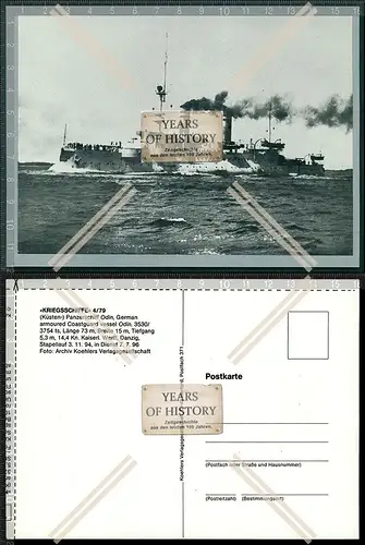 Postkarte Panzerschiff IV. Klasse SMS Odin 1. Weltkrieg