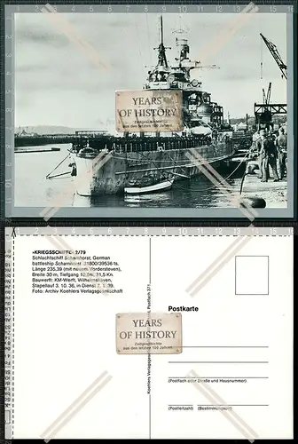 Postkarte Schlachtschiff Scharnhorst im Hafen